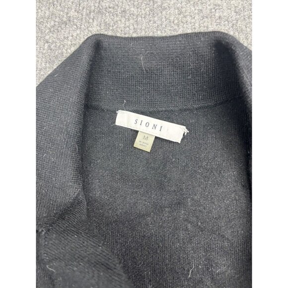 Sioni Cardigan Women's Medium Black Blazer Open Front Pockets Knit Cotton - Picture 2 of 8